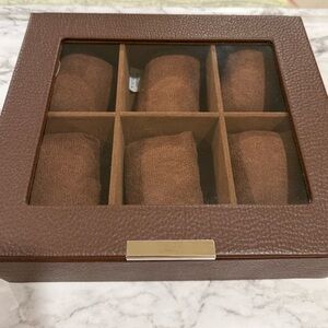Brown Leather Watch Box with Glass Top